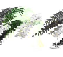 Online Designer Bedroom Faux Phalaenopsis, Selloum & Palm Leaf Arrangement In Glass Vase